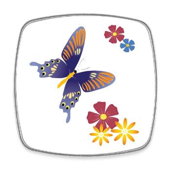 Schmetterling mit Blumen - Viereckiger Kühlschrankmagnet - Weiß - Vorne