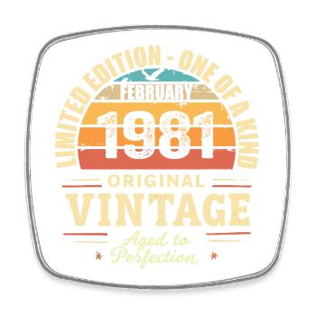 February 1981 Birthday Gift February 1981 - Square fridge magnet - white - Front