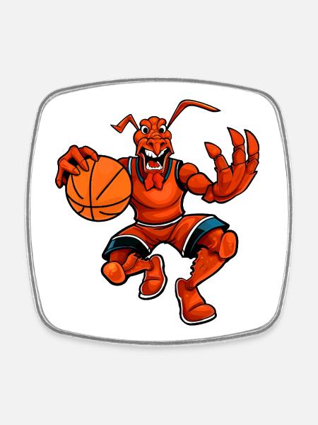 Lobster Basketball - Square fridge magnet - white