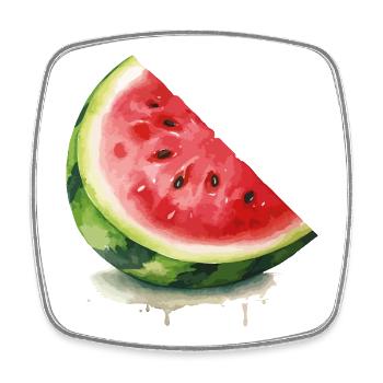 Aquarell-Wassermelone Scheibe - Viereckiger Kühlschrankmagnet - Weiß - Vorne
