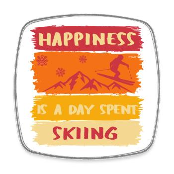 Le bonheur, c’est une journée passée Skier - Skier heureux - Magnet carré - blanc - Devant