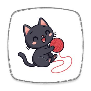 Chaton laine rouge motif doux - Viereckiger Kühlschrankmagnet - Weiß - Vorne