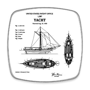 Design des Yacht-Bauplans für Patente - Viereckiger Kühlschrankmagnet - Weiß - Vorne