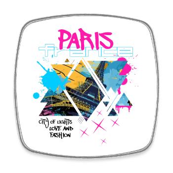Paris Frankreich Stadt Skyline Eiffelturm Graffiti - Viereckiger Kühlschrankmagnet - Weiß - Vorne