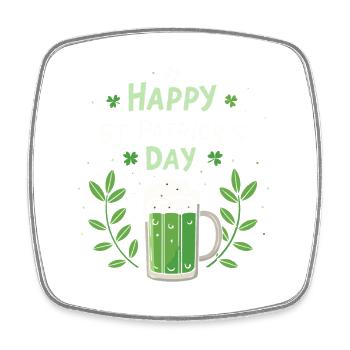 St. Patrick's Day Happy Green Beer - Square fridge magnet - white - Front