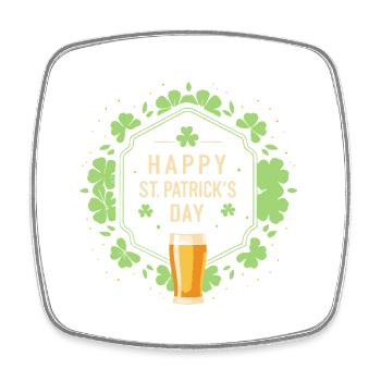 St. Patrick's Day Bier & Kleeblatt - Viereckiger Kühlschrankmagnet - Weiß - Vorne