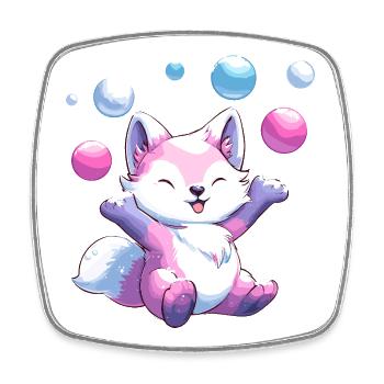 Pastel Fox Balloon Festival - Square fridge magnet - white - Front