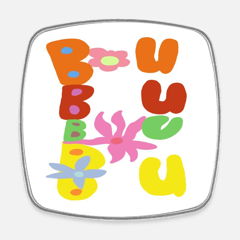 Bubble Bloom Groovy Letters - Square fridge magnet - white