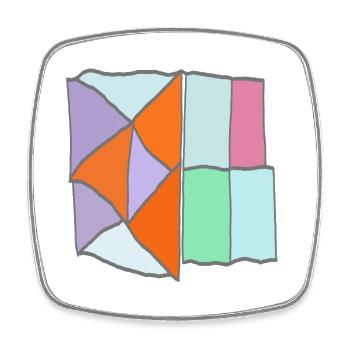 Mosaïque géométrique en patchwork - Magnet carré - blanc - Devant