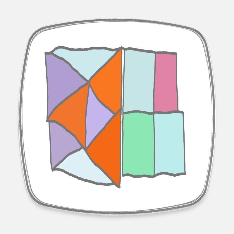 Mosaïque géométrique en patchwork - Magnet carré - blanc