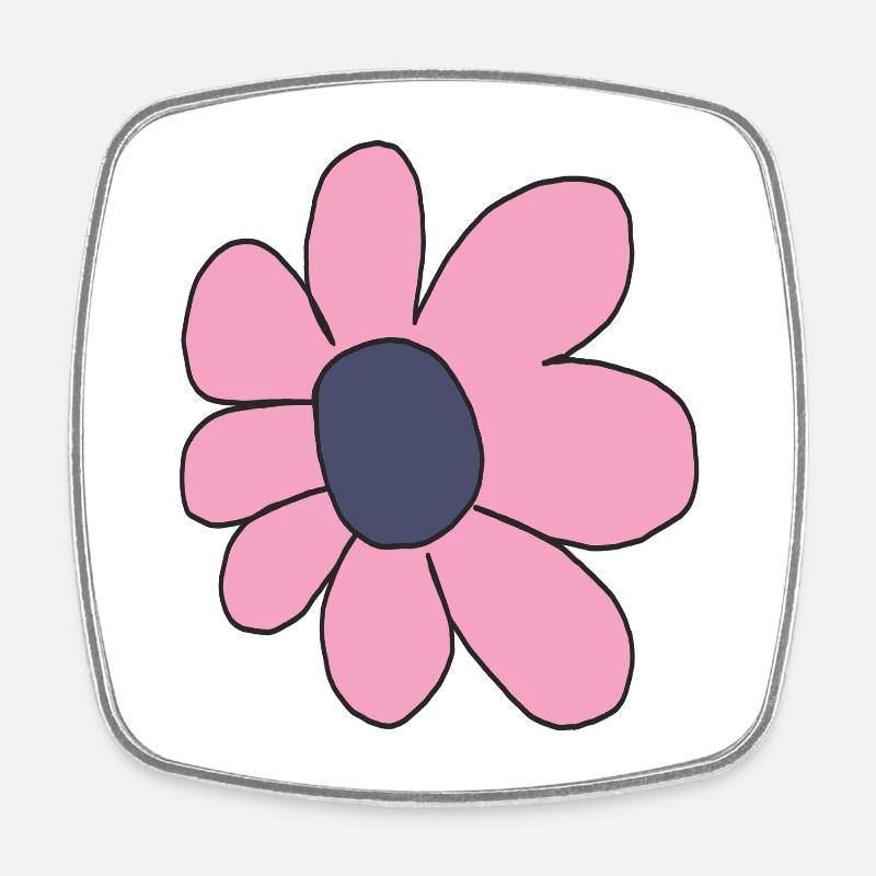 Fleur de dessin animé rose pastel - Magnet carré - blanc