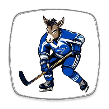 Joueur de hockey sur glace Donkey - Magnet carré - blanc - Devant