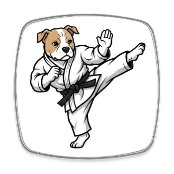 Süßer Pitbull Karate Hund Kampfsport Cartoon - Viereckiger Kühlschrankmagnet - Weiß - Vorne