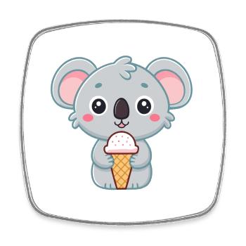 Koala Gourmand Crème Glacée - Square fridge magnet - white - Front