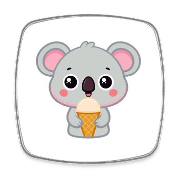 Kawaii Iced Gourmet Koala - Square fridge magnet - white - Front