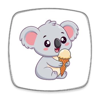 Koala gourmand à la glace - Square fridge magnet - white - Front
