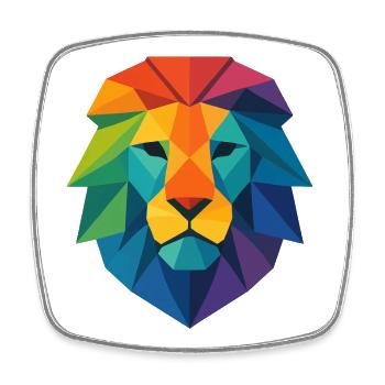 Farbenfroher Wild Poly Low Lion – Art Pop Farben - Viereckiger Kühlschrankmagnet - Weiß - Vorne