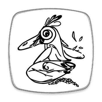Surfing Penguin - Viereckiger Kühlschrankmagnet - Weiß - Vorne