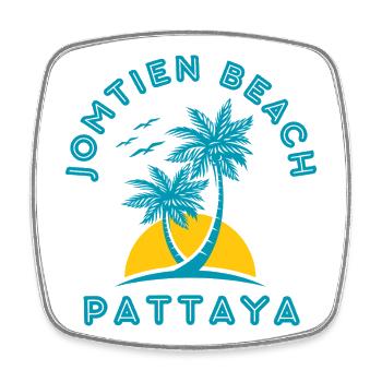 Pattaya Beach Palmensonnenuntergang - Viereckiger Kühlschrankmagnet - Weiß - Vorne