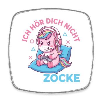 Diction amusante du casque licorne gamer - Magnet carré - blanc - Devant