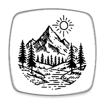 Mountains Landscape Forest - Square fridge magnet - white - Front