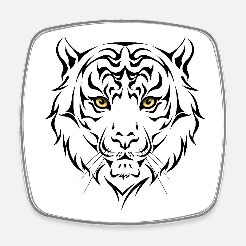 Tiger - Viereckiger Kühlschrankmagnet - Weiß