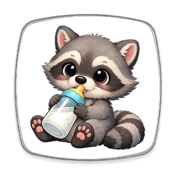 Baby Oscar with milk bottle - Square fridge magnet - white - Front