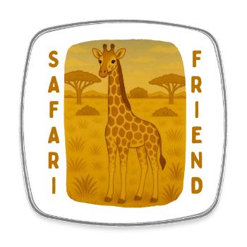 Giraffe in the Golden Savannah - Square fridge magnet - white - Front