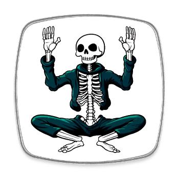 Skelette Yoga Skull - Viereckiger Kühlschrankmagnet - Weiß - Vorne
