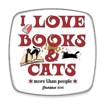J’adore les livres et les chats – rats de bibliothèque et amoureux des chats - Magnet carré - blanc - Devant