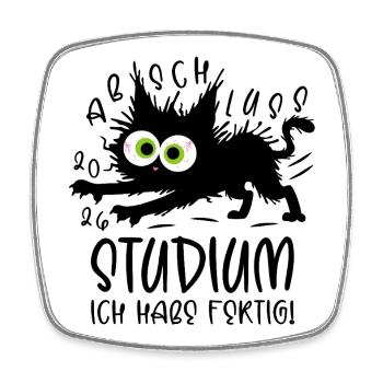 Studium 2026 Ich habe fertig! Katze - Viereckiger Kühlschrankmagnet - Weiß - Vorne