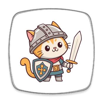 Knight Cat in Armor - Square fridge magnet - white - Front