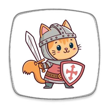 Heroic Knight Cat - Square fridge magnet - white - Front