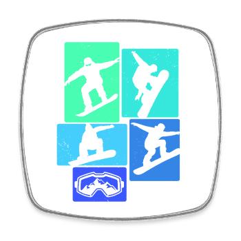 Snowboarden Retro Snowboard Snowboarding Snowboard - Viereckiger Kühlschrankmagnet - Weiß - Vorne