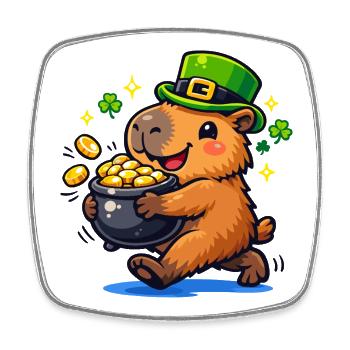 Niedliches Wasserschwein St. Patricks Day Gold - Viereckiger Kühlschrankmagnet - Weiß - Vorne