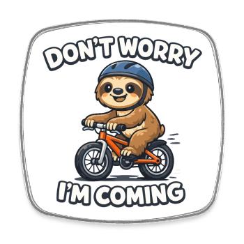 Sloth Bicycle Birthday Gift - Square fridge magnet - white - Front