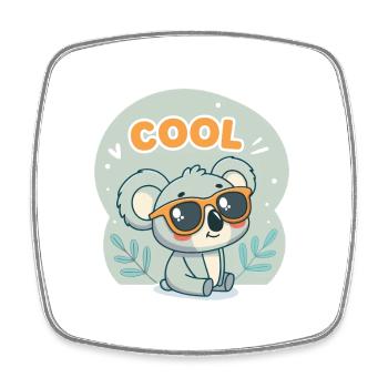 Koala Cool mit orangefarbener Brille - Viereckiger Kühlschrankmagnet - Weiß - Vorne