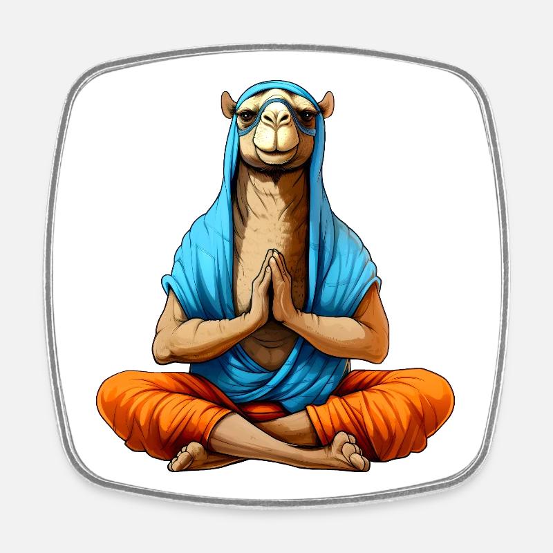 Yoga Kamel - Viereckiger Kühlschrankmagnet - Weiß