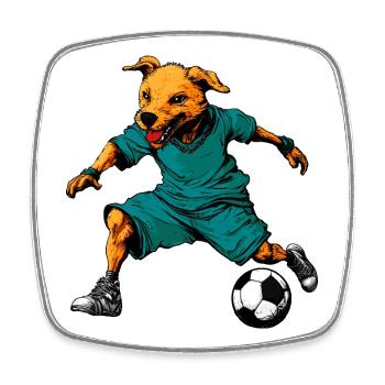 Hund Fussballer - Viereckiger Kühlschrankmagnet - Weiß - Vorne