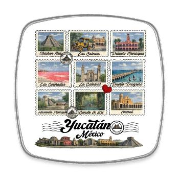 Visite du Yucatán - Magnet carré - blanc - Devant