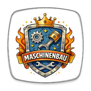 Maschinenbau Königskrone Schild - Viereckiger Kühlschrankmagnet - Weiß - Vorne
