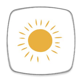 Warme minimalistische Sonne - Viereckiger Kühlschrankmagnet - Weiß - Vorne