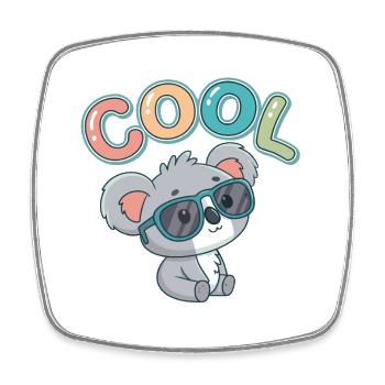 Koala Cool Pastell-Gläser - Viereckiger Kühlschrankmagnet - Weiß - Vorne
