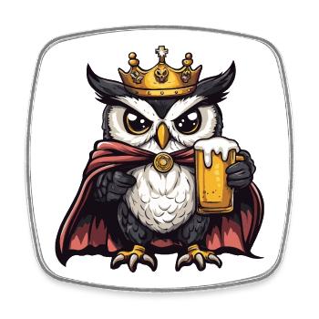 Owl Beer King - Square fridge magnet - white - Front