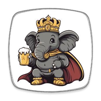 Elephant Beer King - Square fridge magnet - white - Front