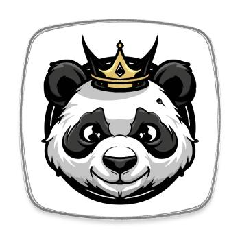 Panda Head Crown - Square fridge magnet - white - Front