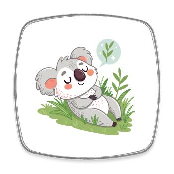 Dreamy Koala auf Pastellrasen - Viereckiger Kühlschrankmagnet - Weiß - Vorne