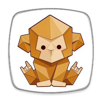 Origami Monkey – Rock Hand Sign Polygon Style - Square fridge magnet - white - Front