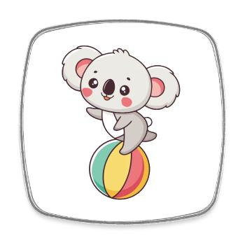 Koala auf regenbogenfarbenem Ball - Viereckiger Kühlschrankmagnet - Weiß - Vorne
