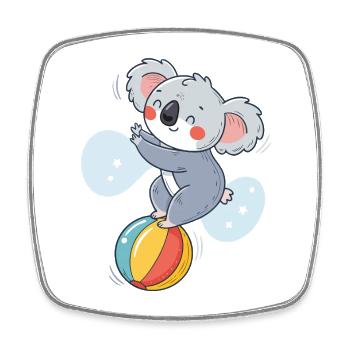 Koala-Jongleur auf einem bunten Ball - Viereckiger Kühlschrankmagnet - Weiß - Vorne